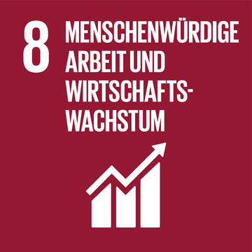 Icons representing Sustainable Development Goals: Decent Work and Economic Growth